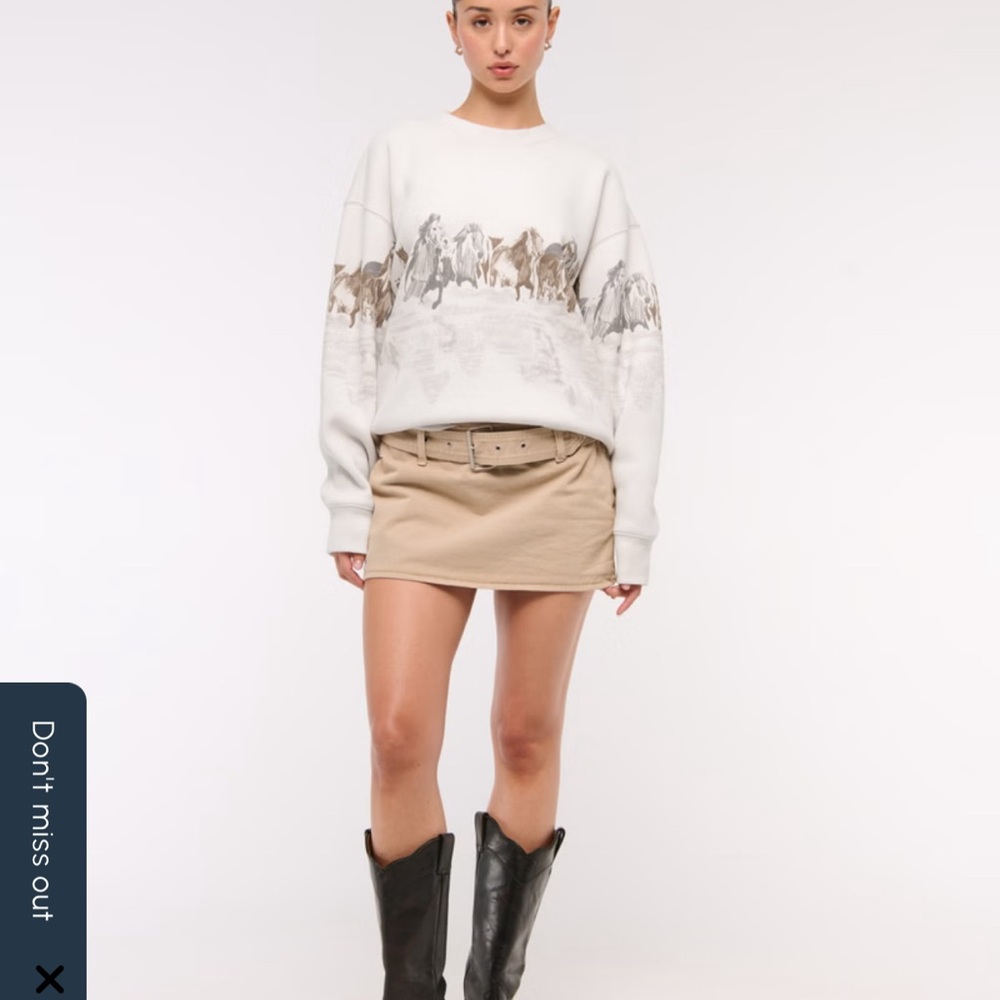 Abercrombie & Fitch White and Brown Sweatshirt